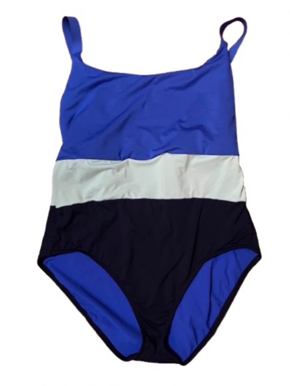 Athleta Coastline Colorblock One-Piece Swimsuit - Blue/Black/White Large Petite